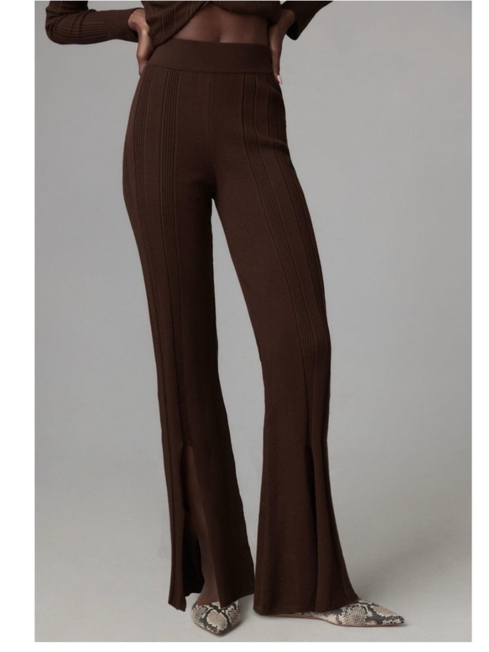 Anthropologie Daily Practice Brown Channel Ribbed Wide Leg Sweater pant Size 1X